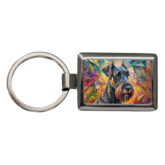 Giant Schnauzer Dog Abstract Art Rectangle Metal Keychain