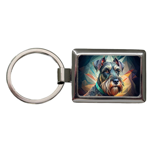 Giant Schnauzer Dog Contemporary Art Rectangle Metal Keychain