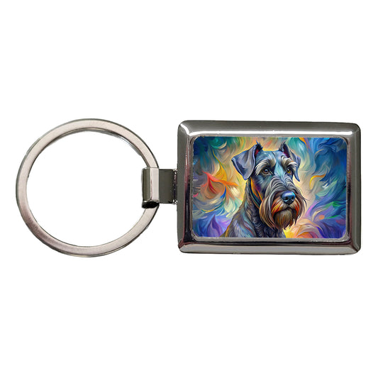 Giant Schnauzer Dog Expressionism Art Rectangle Metal Keychain