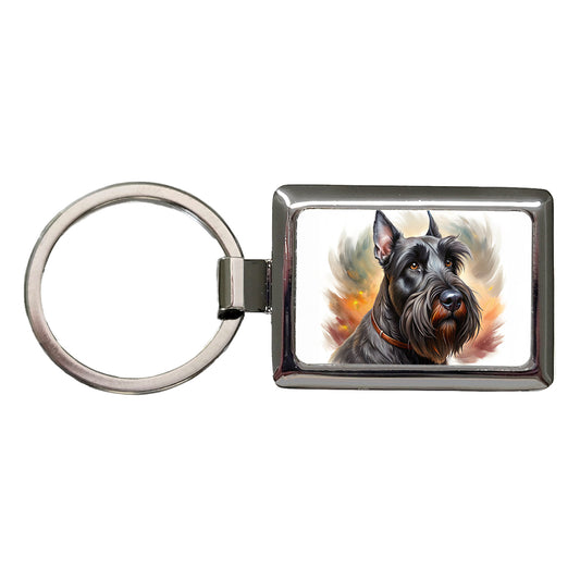 Giant Schnauzer Dog Illustration Rectangle Metal Keychain