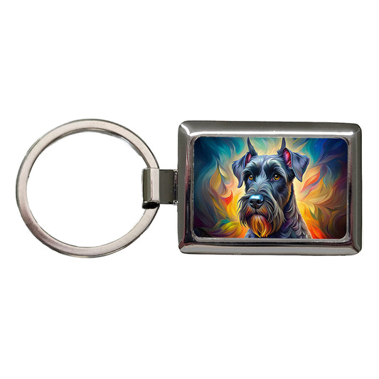 Giant Schnauzer Dog Pop Art Rectangle Metal Keychain