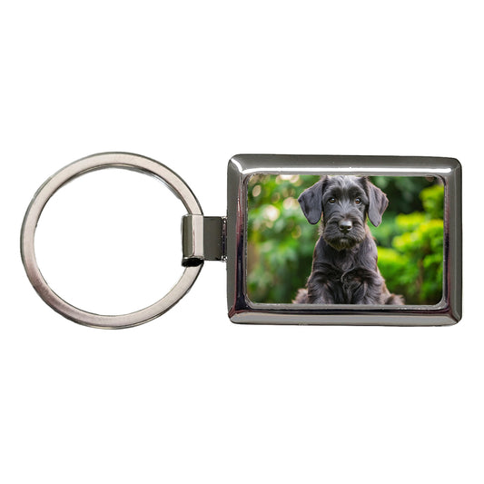 Giant Schnauzer Dog Puppy Photo Rectangle Metal Keychain
