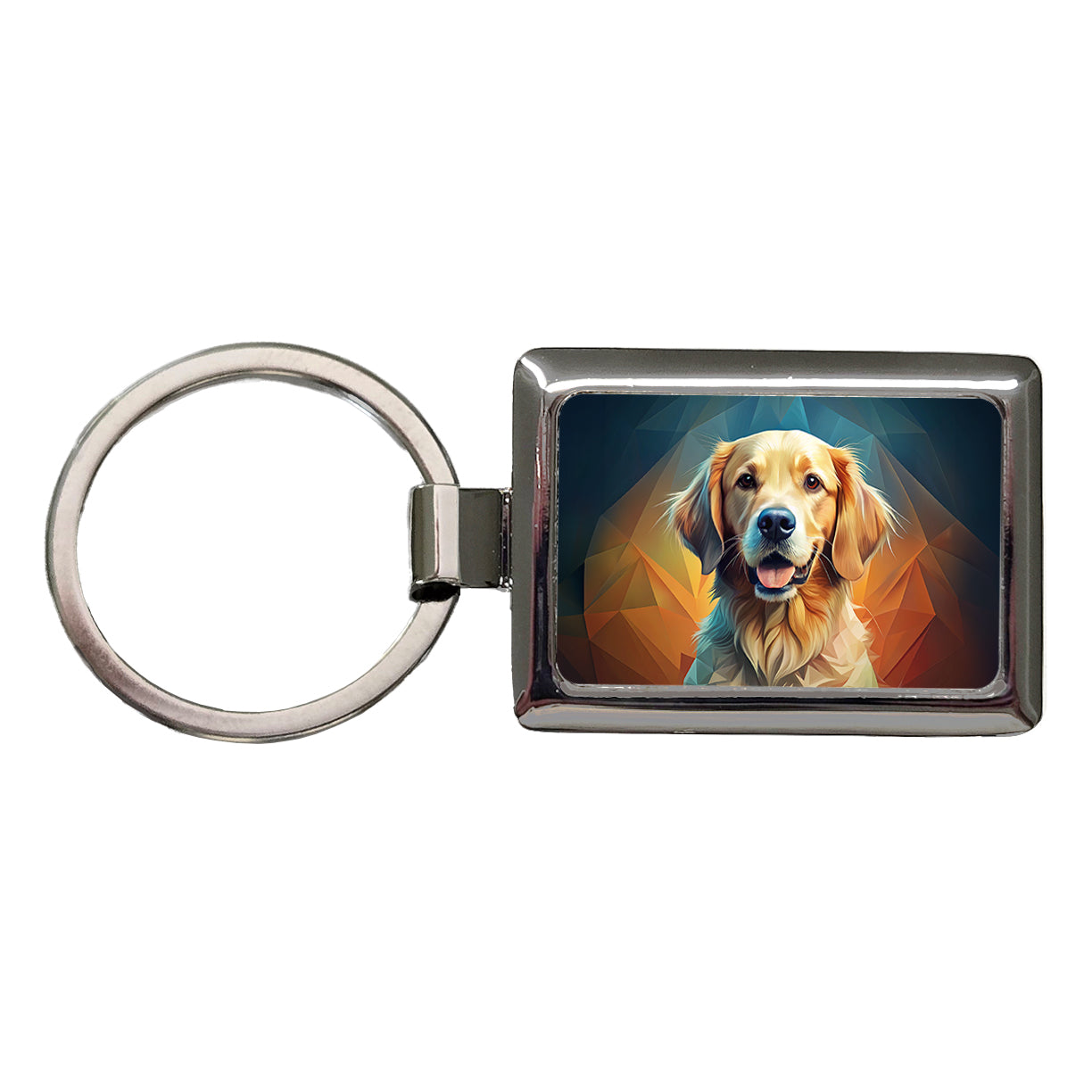 Golden Retriever Dog Contemporary Art Rectangle Metal Keychain