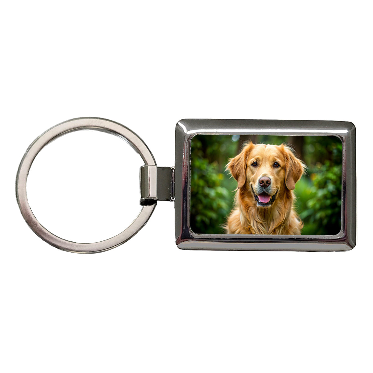 Golden Retriever Dog Photo Rectangle Metal Keychain