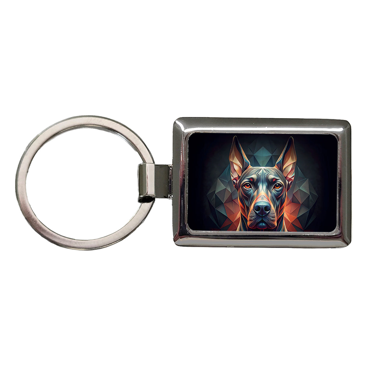 Great Dane Dog Abstract Stylized Art Rectangle Metal Keychain