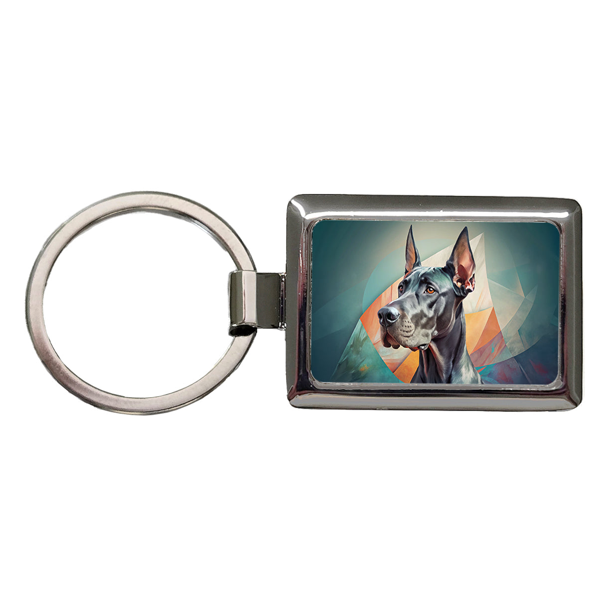 Great Dane Dog Contemporary Art Rectangle Metal Keychain