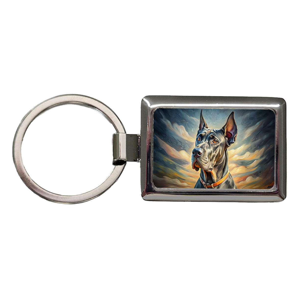 Great Dane Dog Expressionism Art Rectangle Metal Keychain