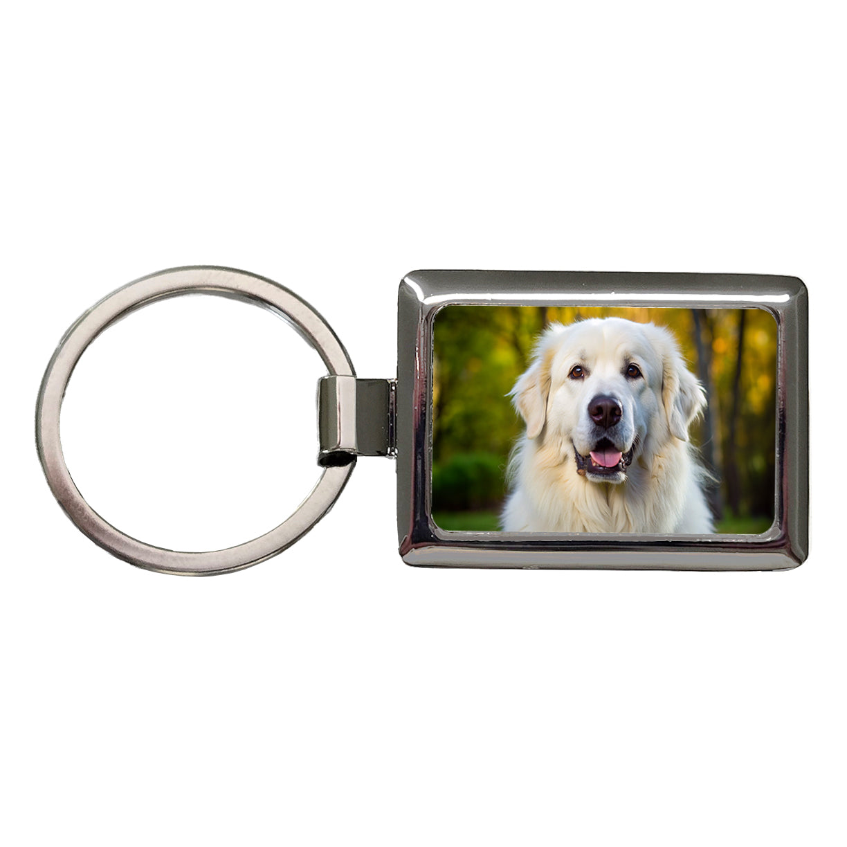 Great Pyrenees Dog Photo Rectangle Metal Keychain