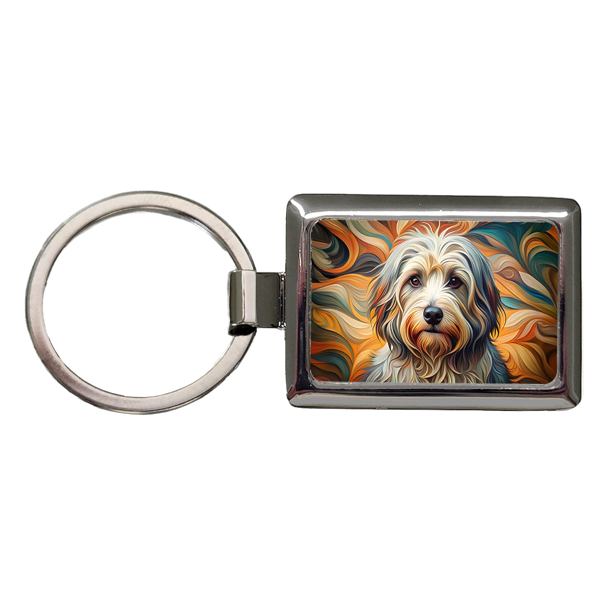 Havanese Dog Abstract Stylized Art Rectangle Metal Keychain