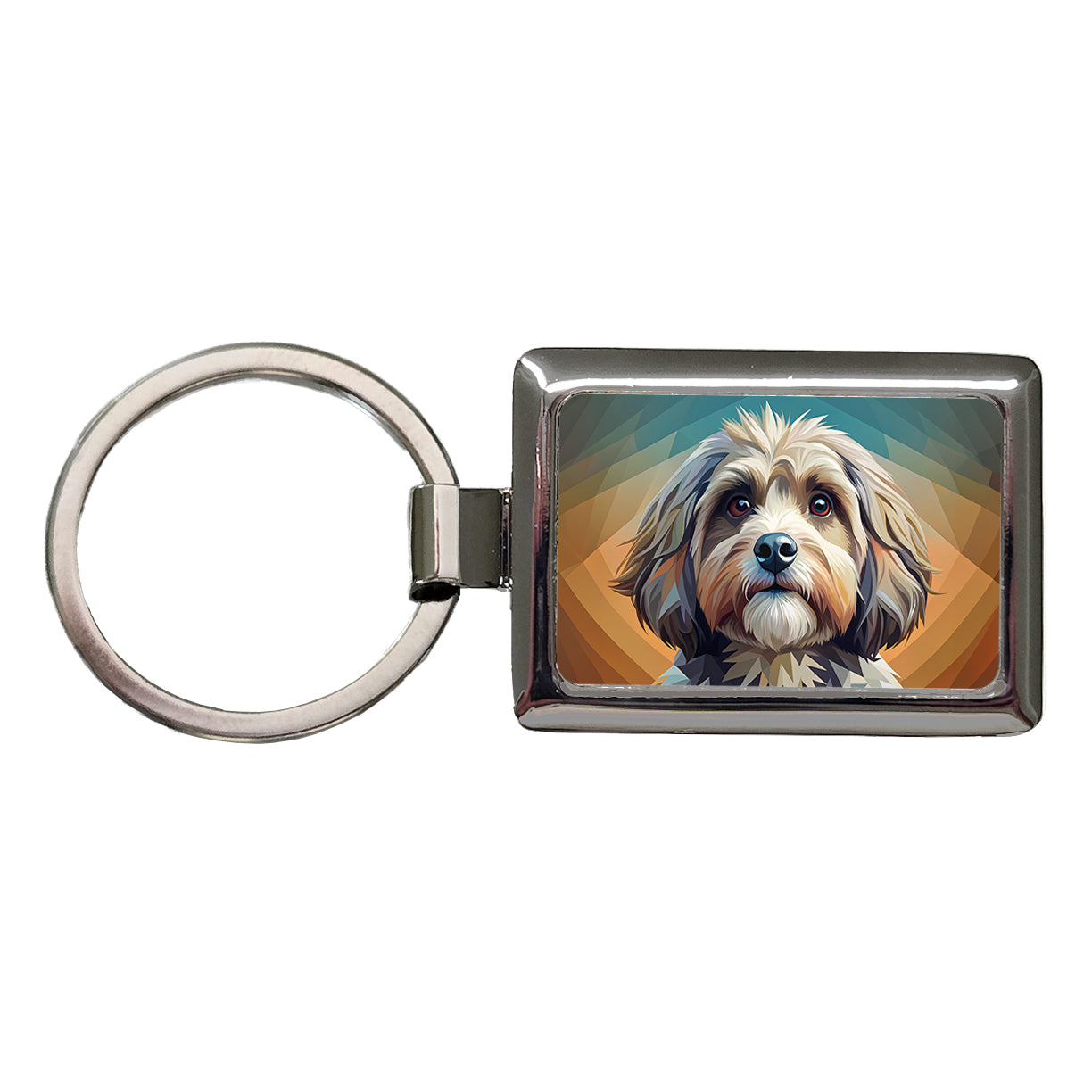 Havanese Dog Contemporary Art Rectangle Metal Keychain