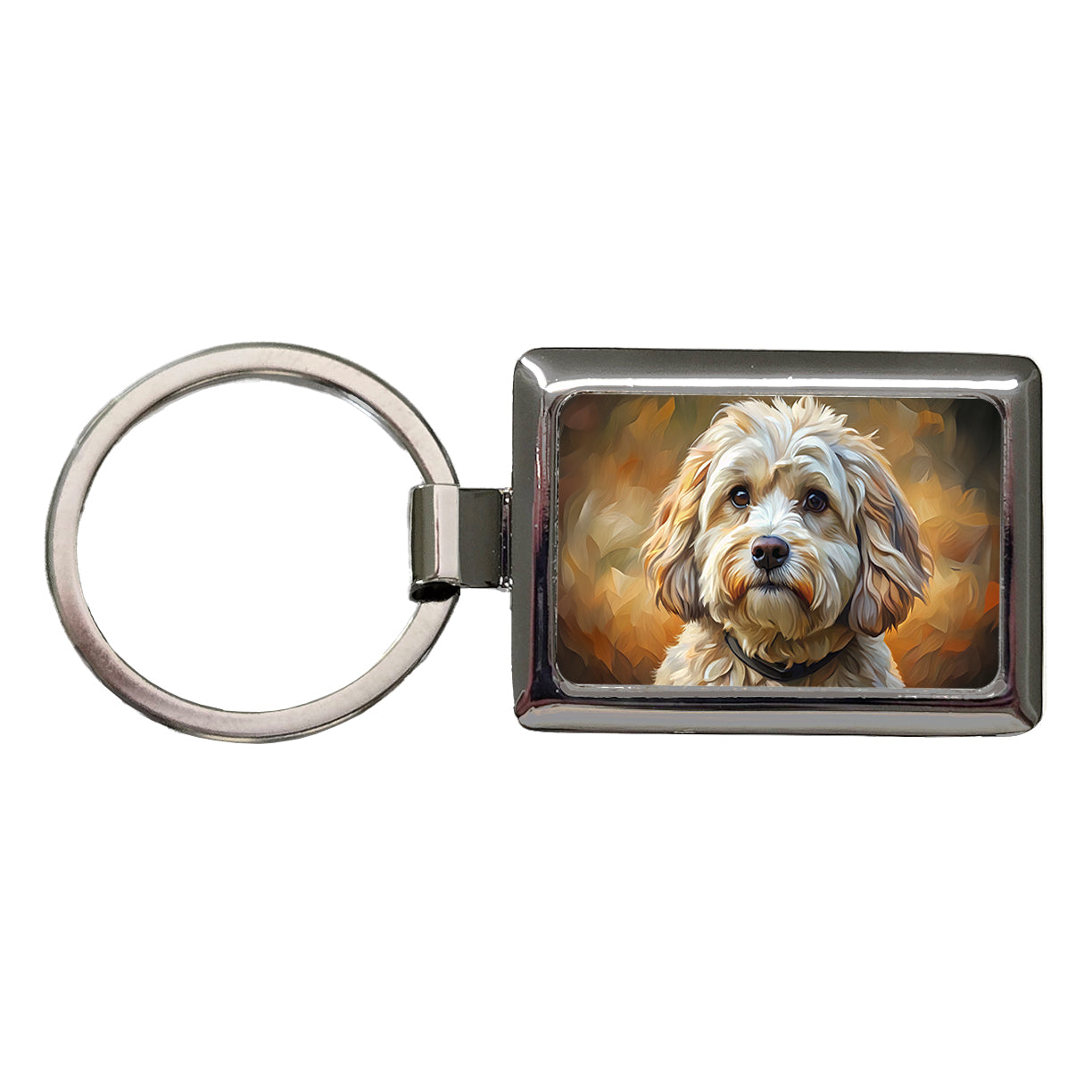 Havanese Dog Expressionism Art Rectangle Metal Keychain