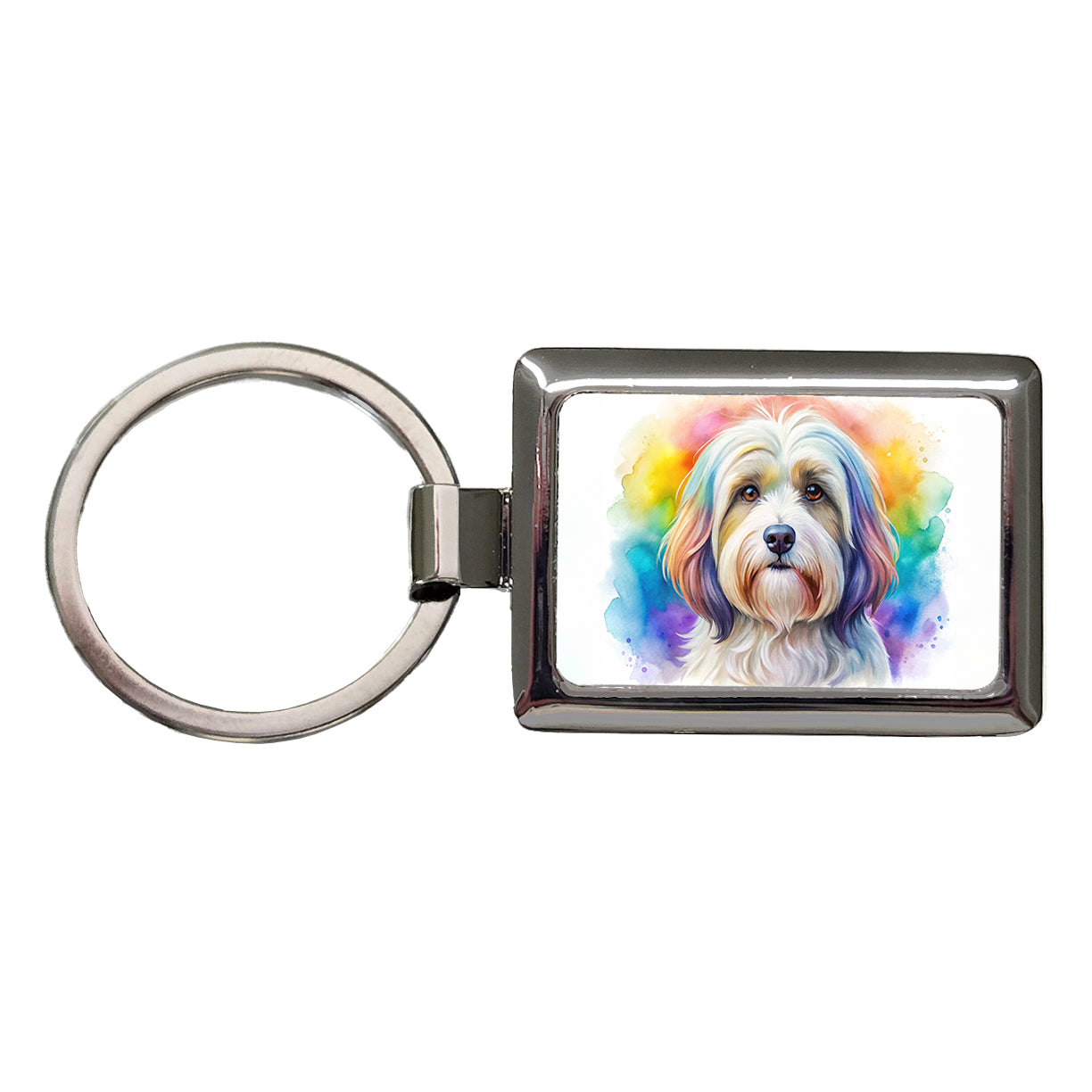 Havanese Dog Watercolor Style Rectangle Metal Keychain