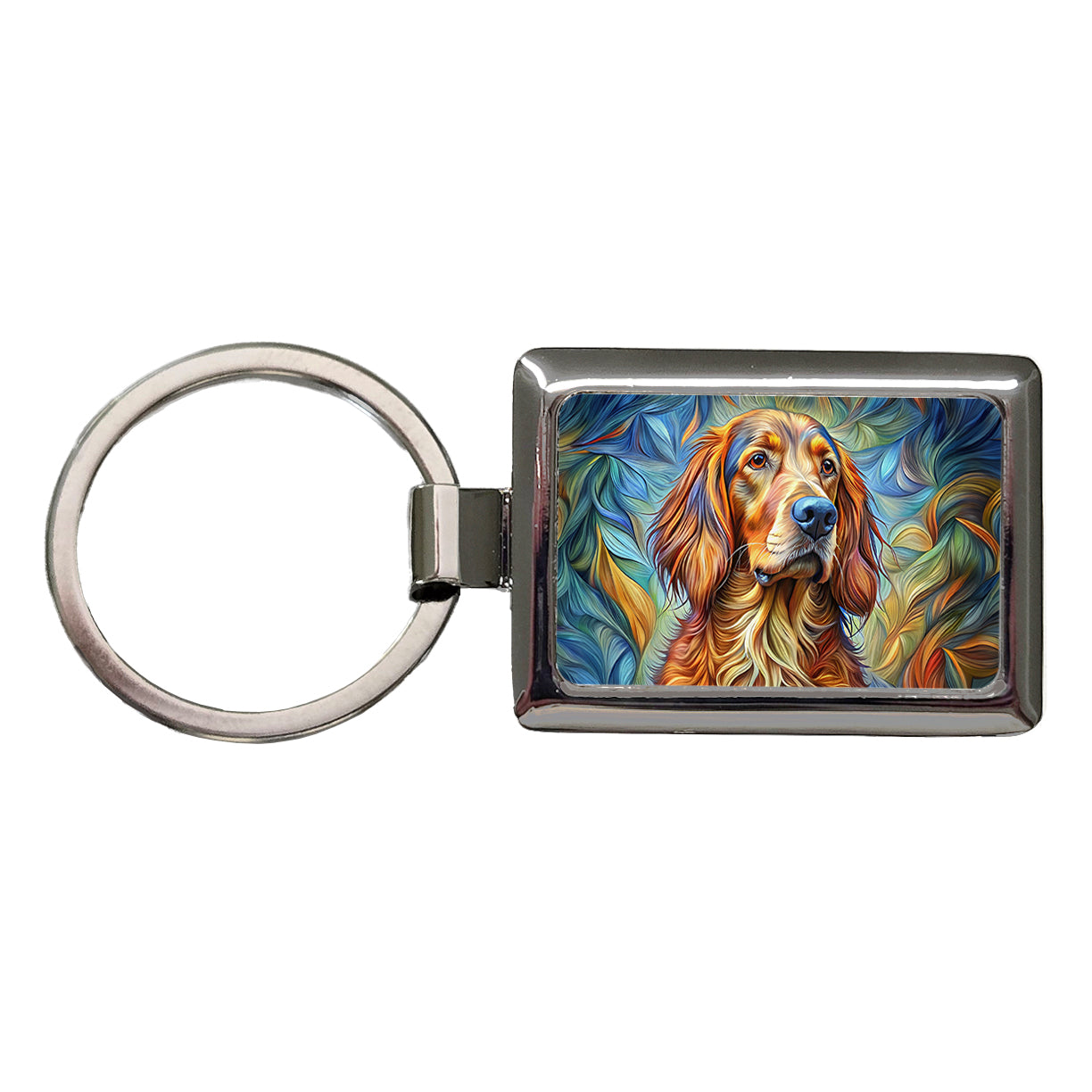 Irish Setter Dog Abstract Stylized Art Rectangle Metal Keychain