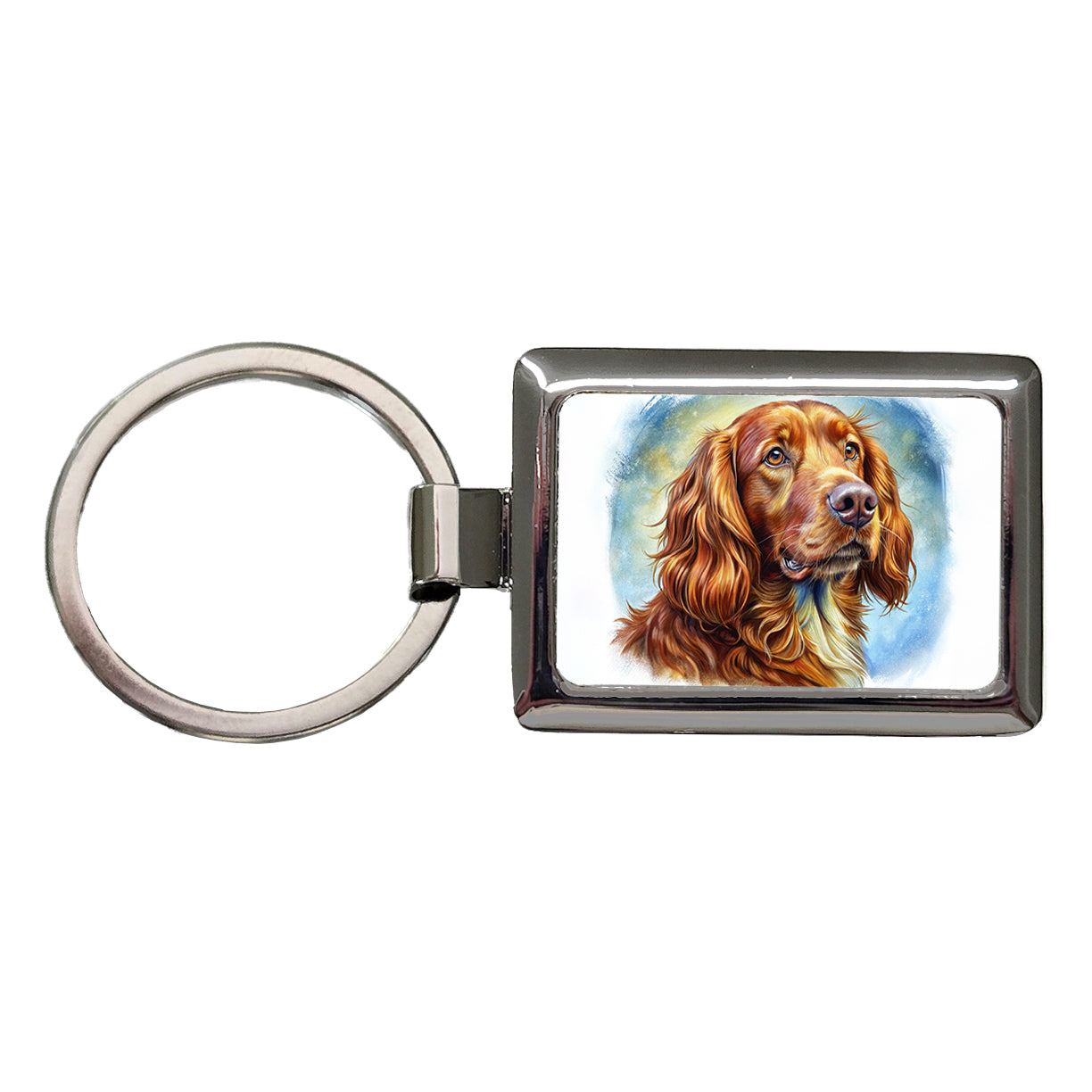 Irish Setter Dog Illustration Rectangle Metal Keychain