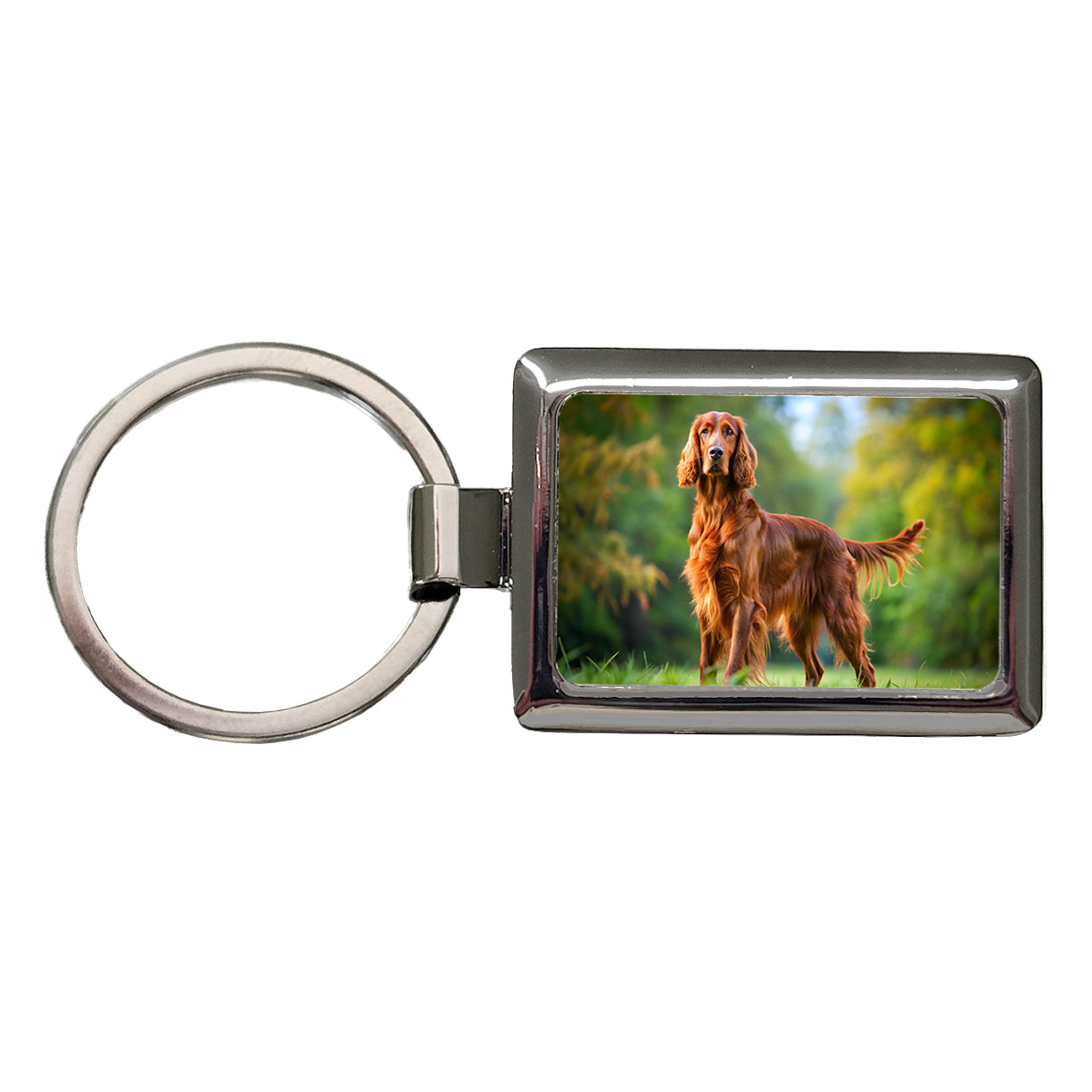 Irish Setter Dog Photo Rectangle Metal Keychain