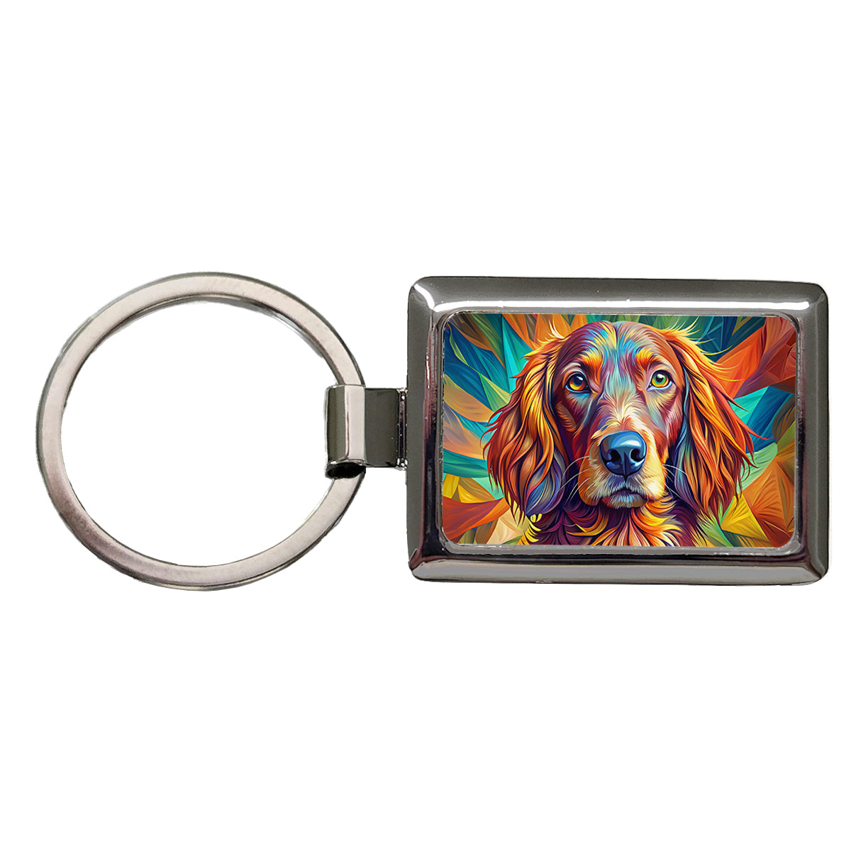 Irish Setter Dog Pop Art Rectangle Metal Keychain