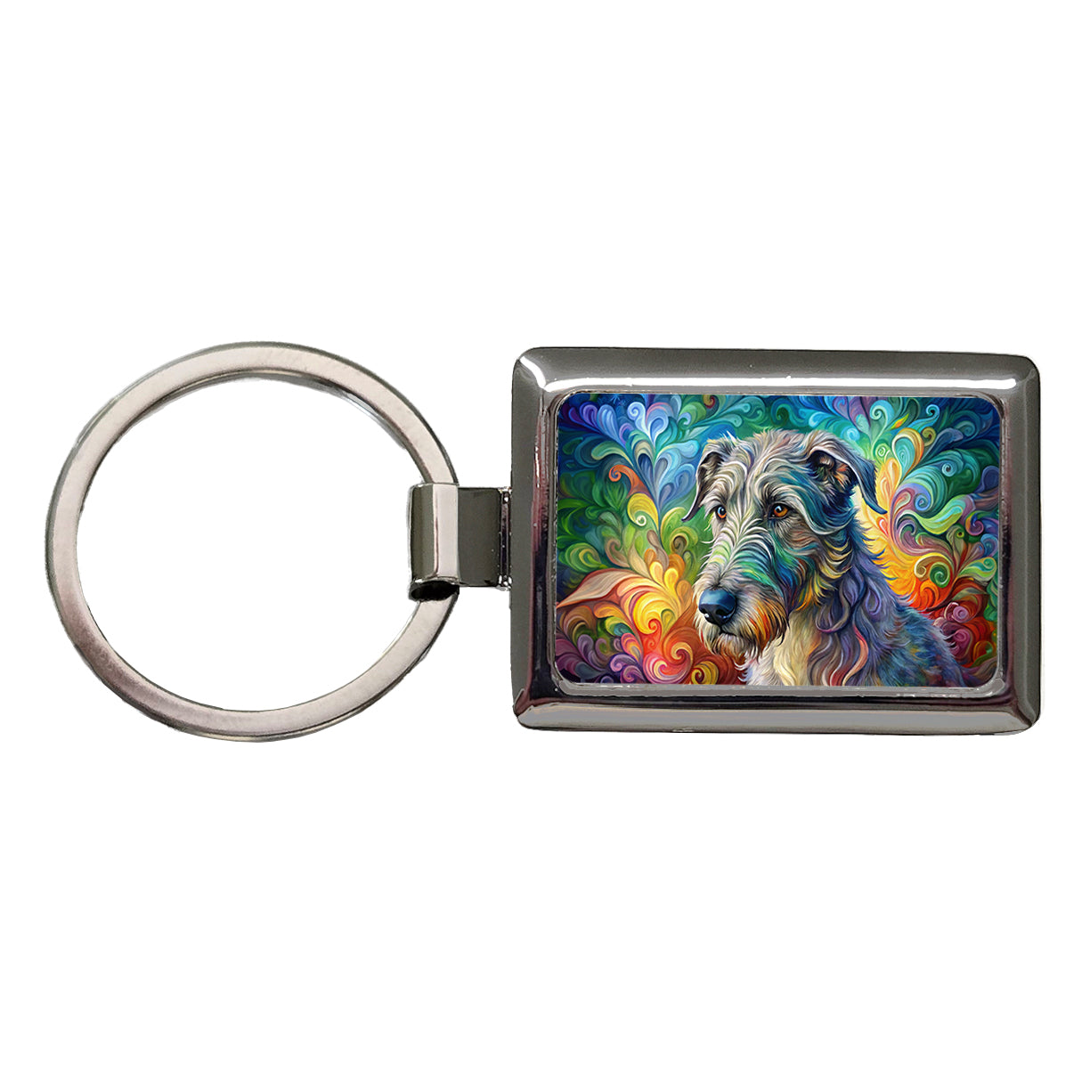 Irish Wolfhound Dog Abstract Art Rectangle Metal Keychain