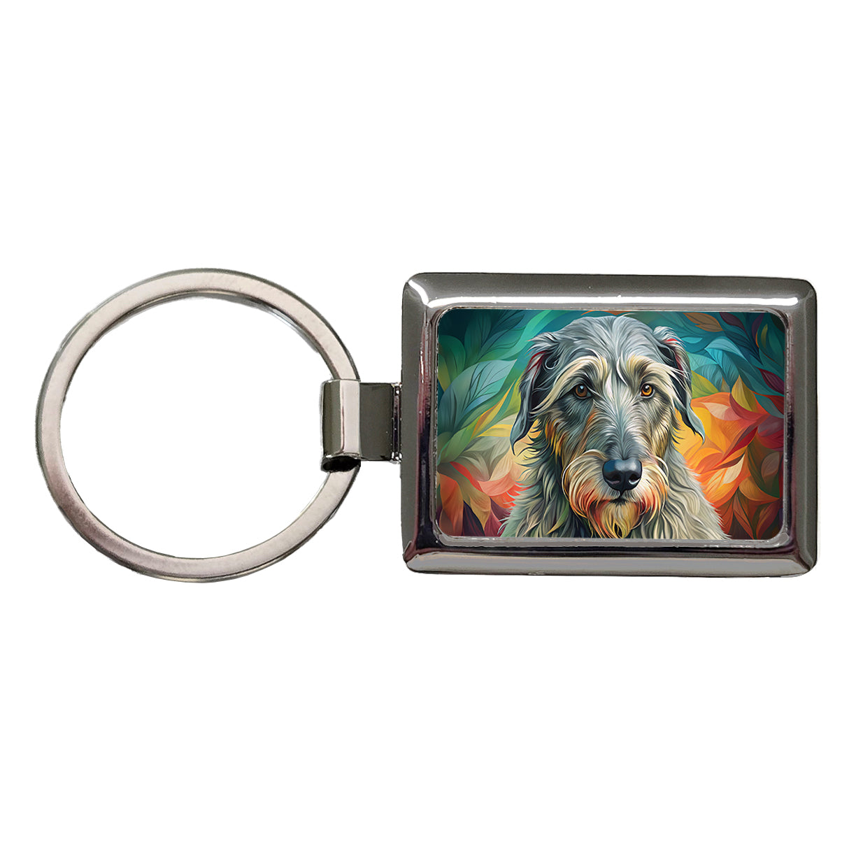 Irish Wolfhound Dog Contemporary Art Rectangle Metal Keychain