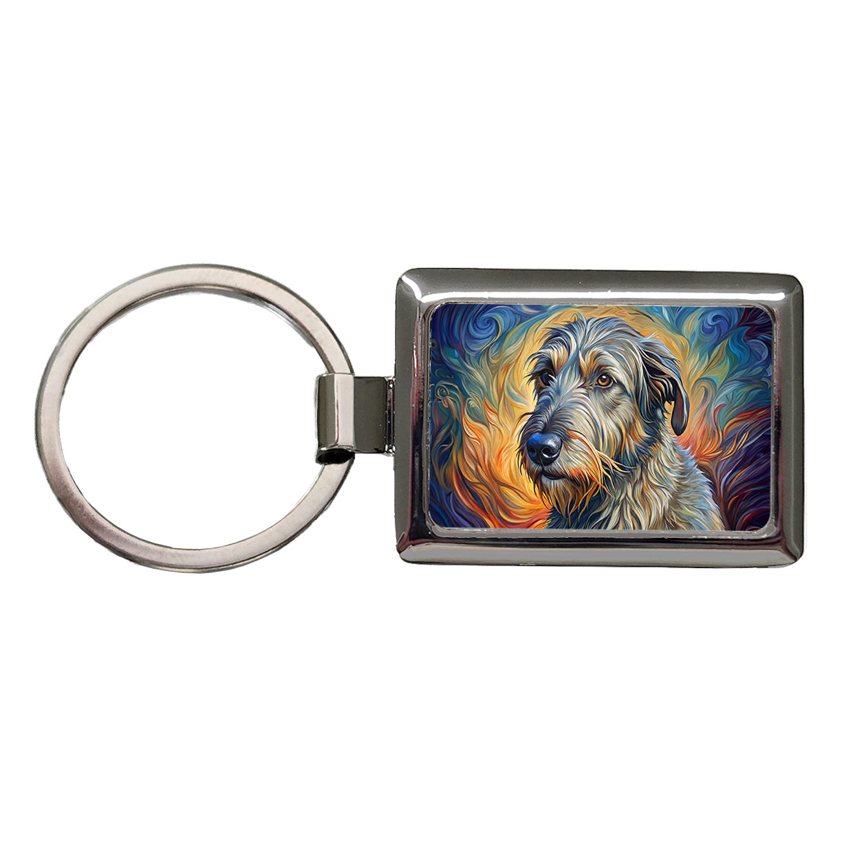 Irish Wolfhound Dog Expressionism Art Rectangle Metal Keychain