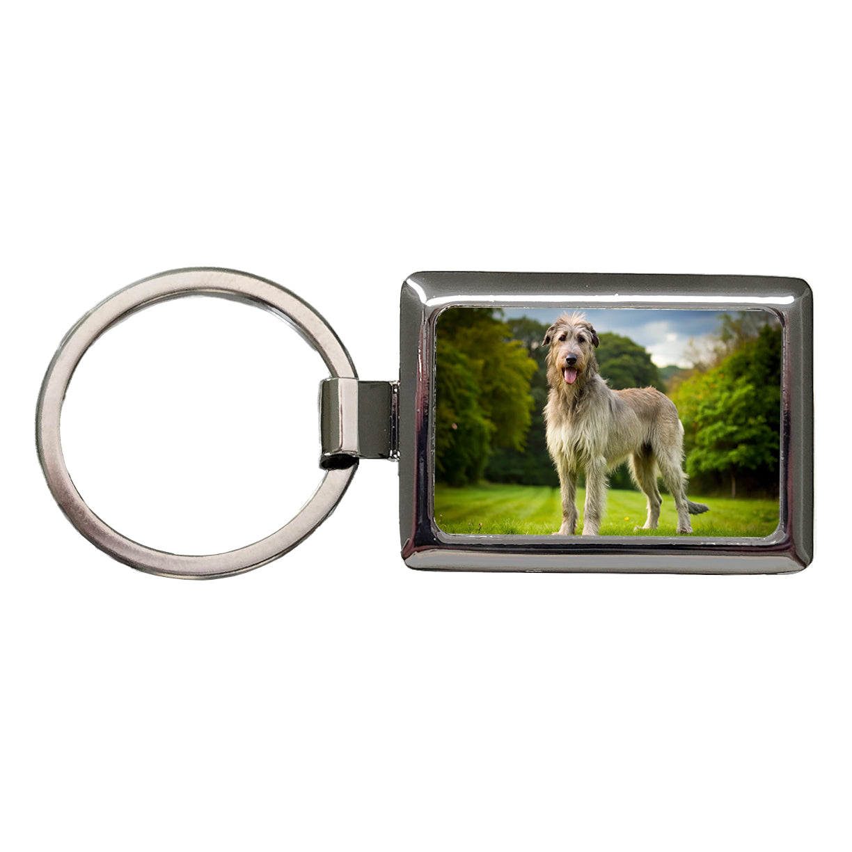 Irish Wolfhound Dog Photo Rectangle Metal Keychain