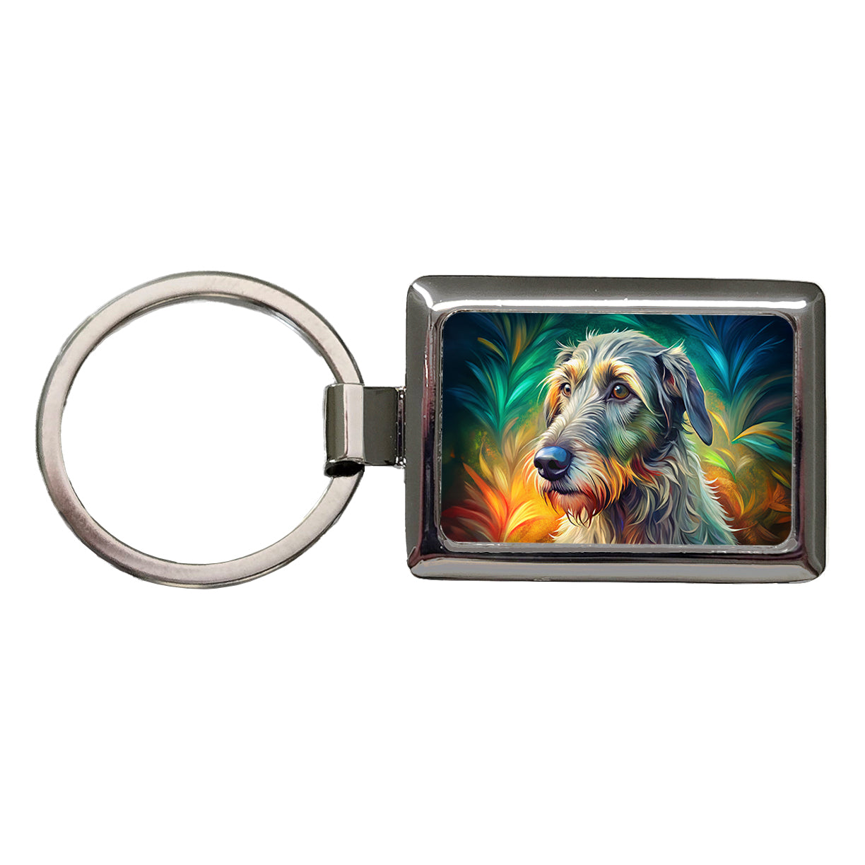 Irish Wolfhound Dog Pop Art Rectangle Metal Keychain