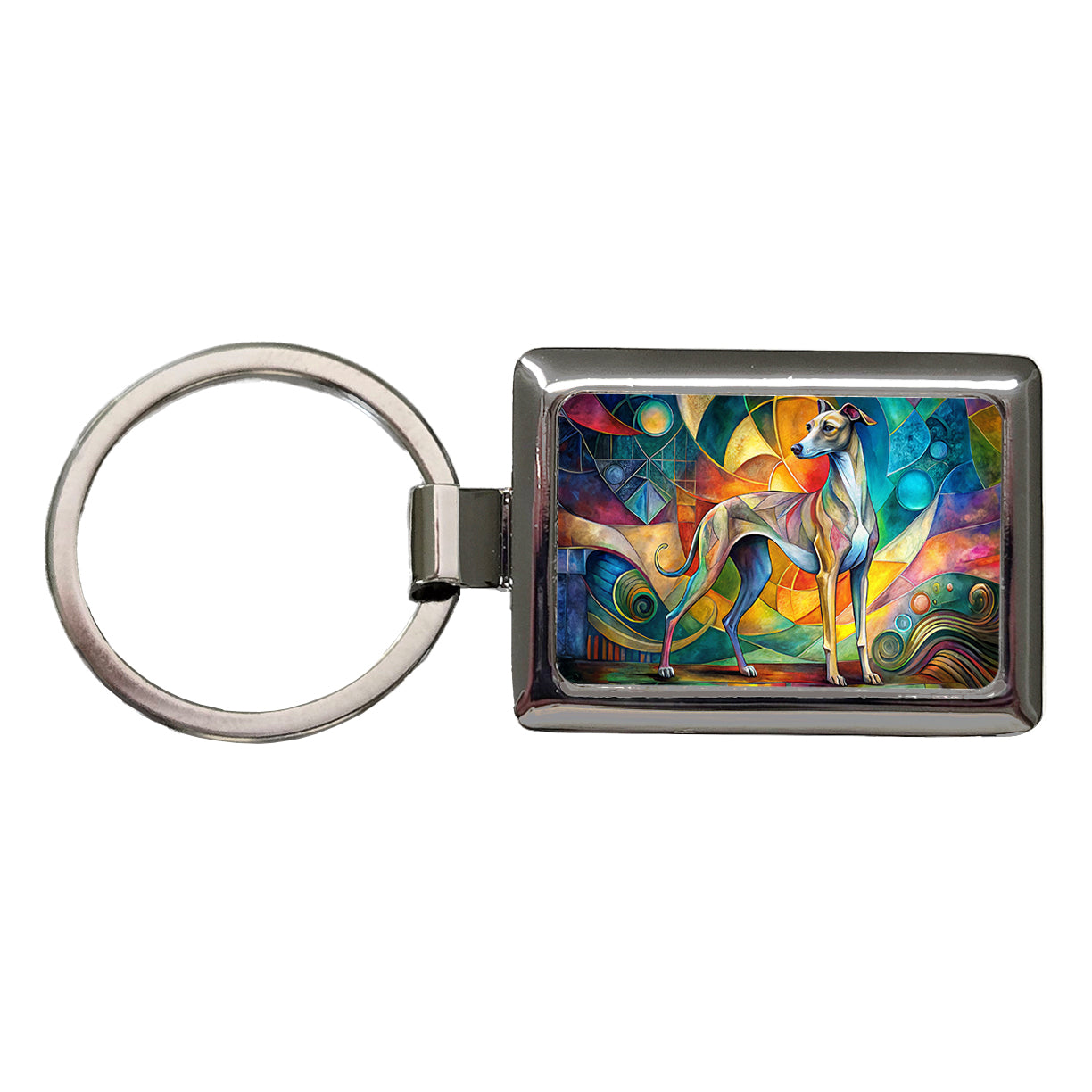 Italian Greyhound Dog Abstract Art Rectangle Metal Keychain