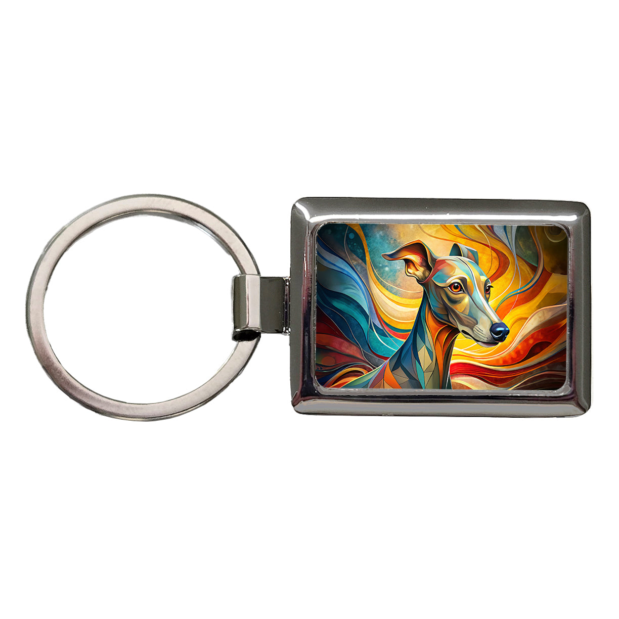 Italian Greyhound Dog Abstract Stylized Art Rectangle Metal Keychain