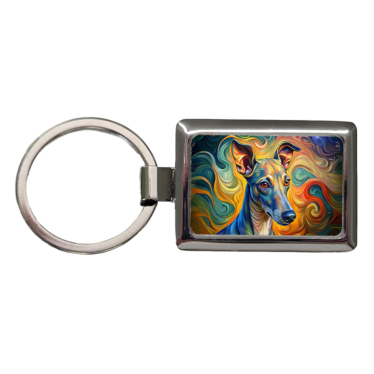 Italian Greyhound Dog Expressionism Art Rectangle Metal Keychain