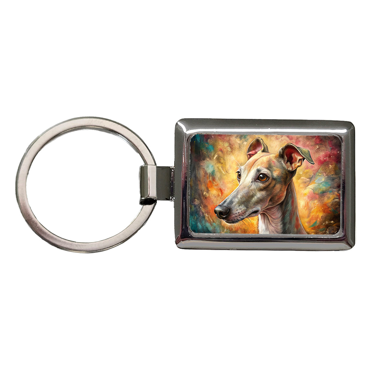 Italian Greyhound Dog Illustration Rectangle Metal Keychain