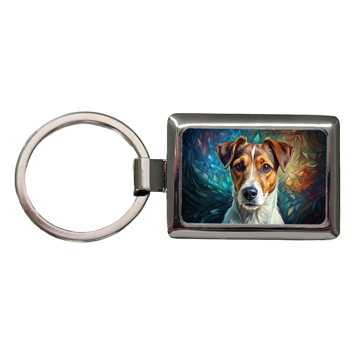 Jack Russell Terrier Dog Contemporary Art Rectangle Metal Keychain
