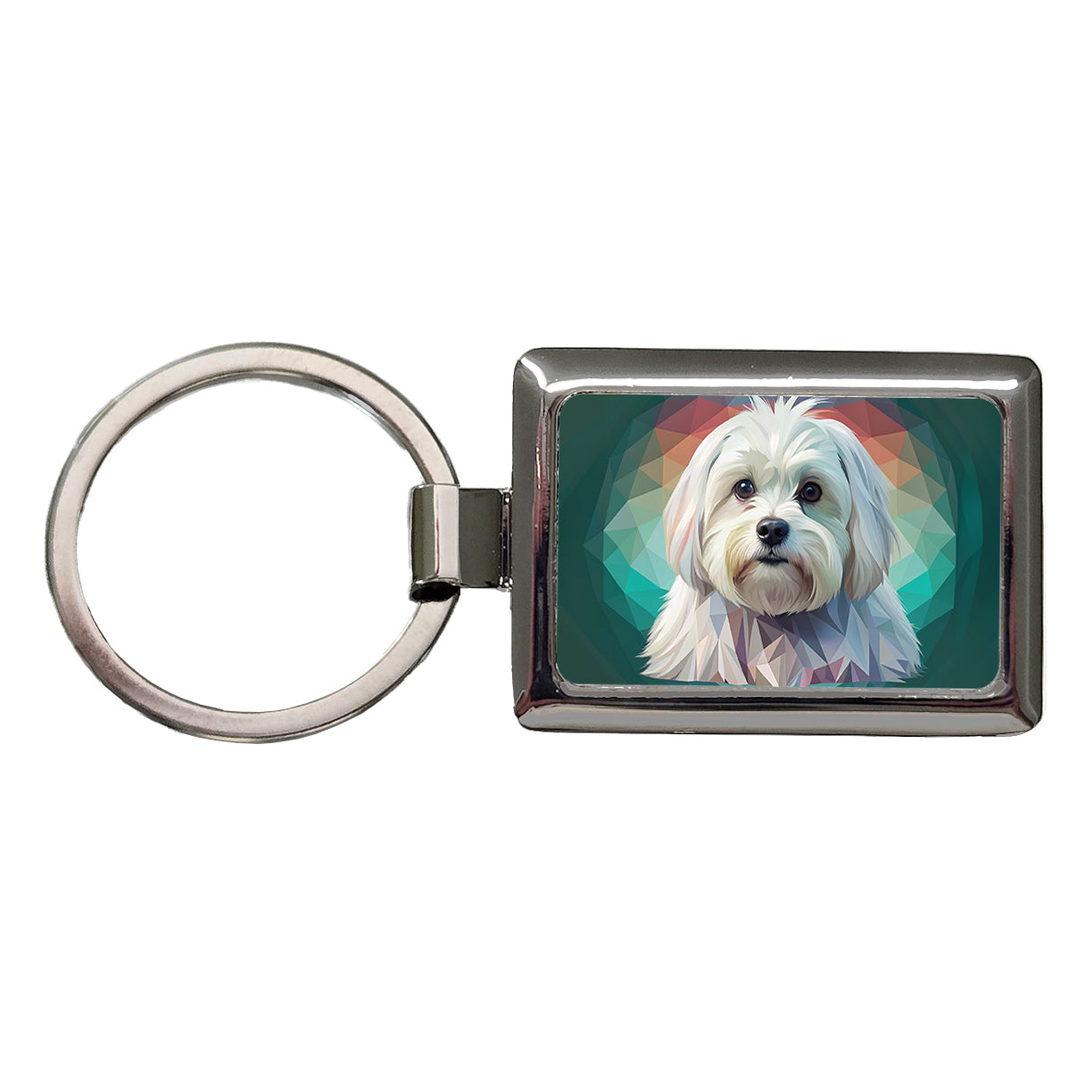 Maltese Dog Contemporary Art Rectangle Metal Keychain