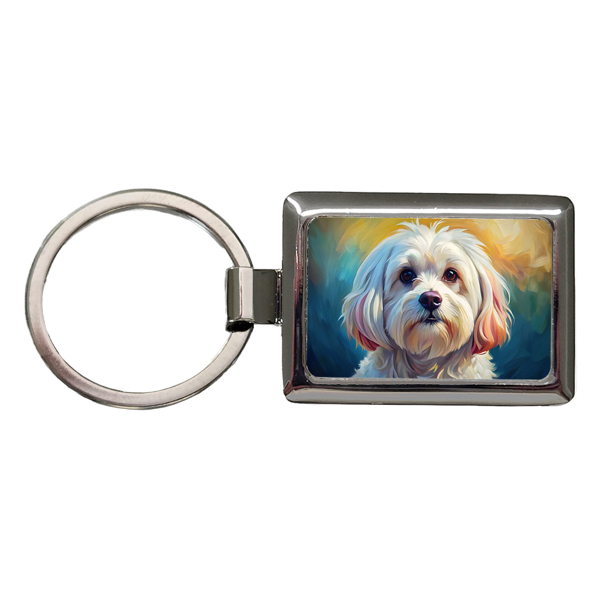Maltese Dog Expressionism Art Rectangle Metal Keychain