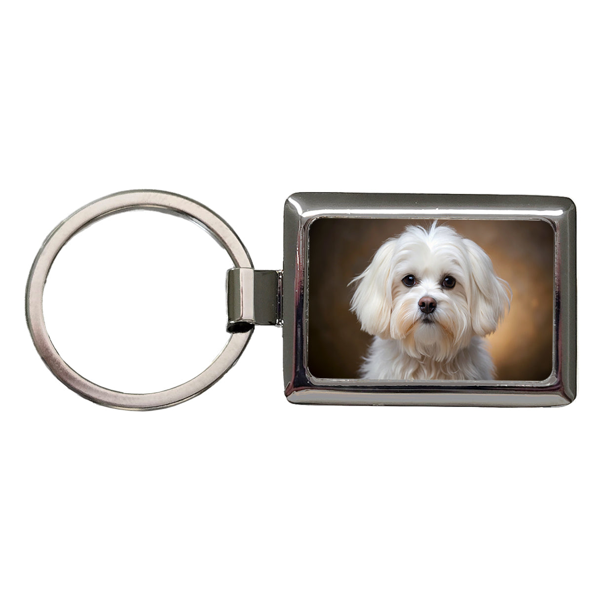 Maltese Dog Photo Rectangle Metal Keychain