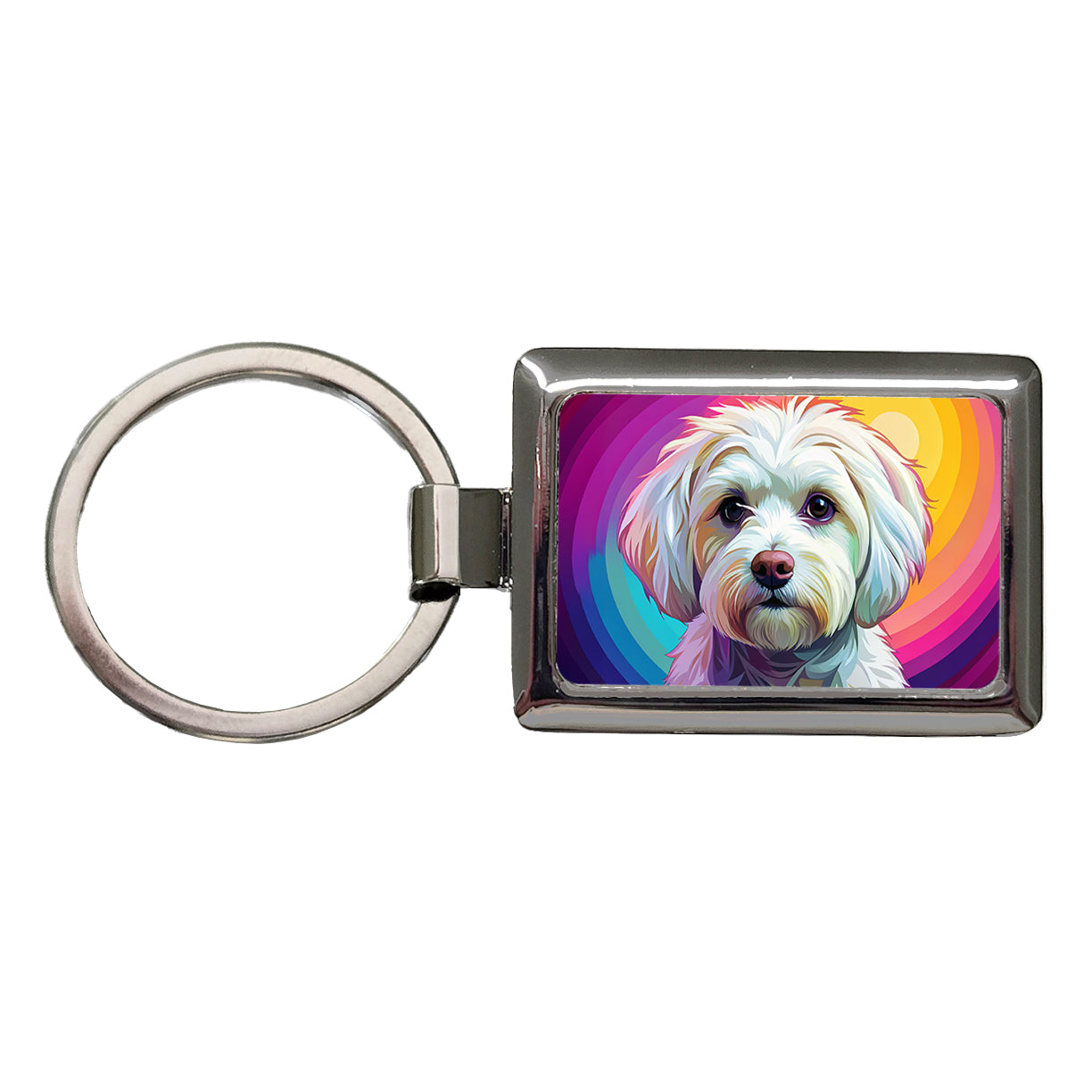 Maltese Dog Pop Art Rectangle Metal Keychain