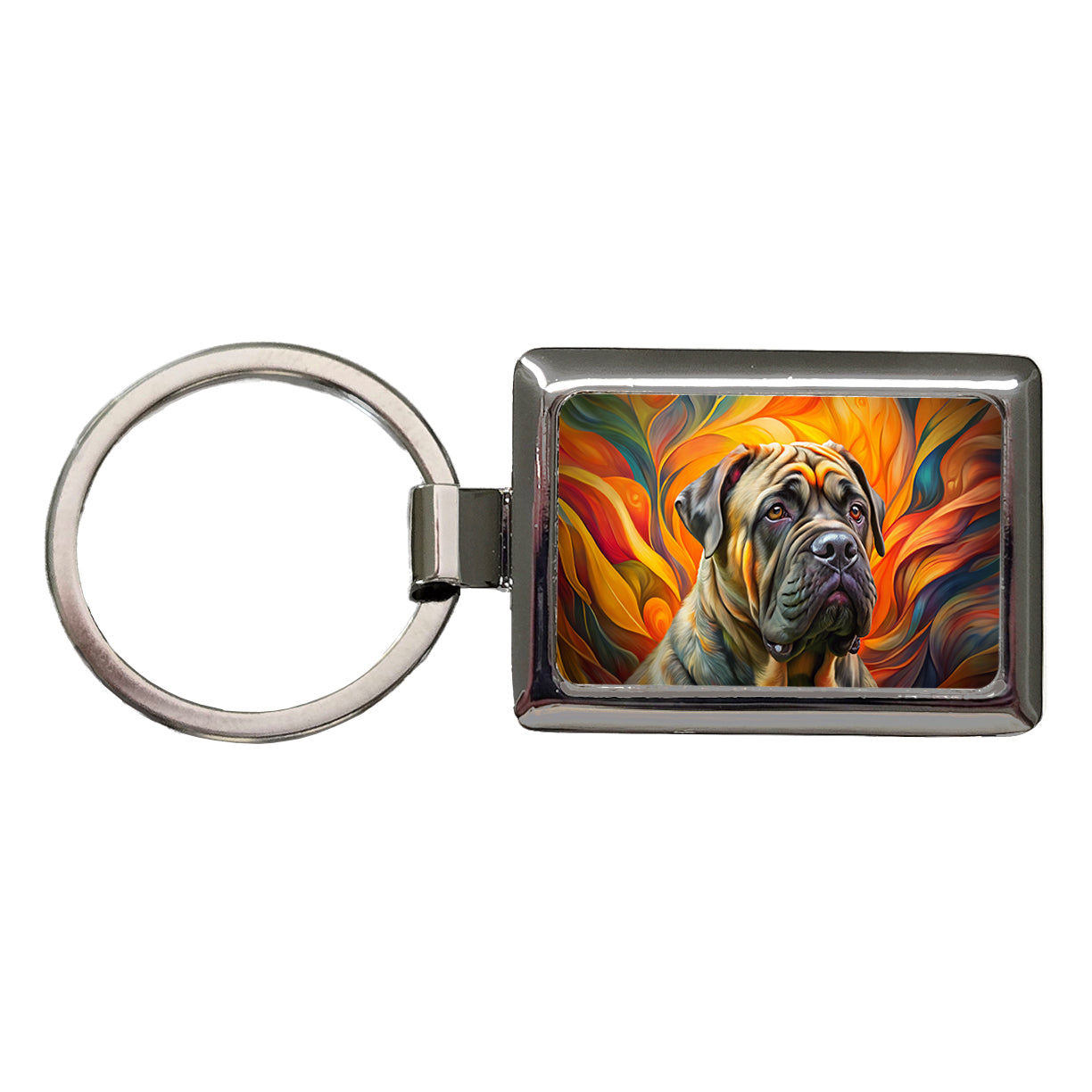 Mastiff Dog Abstract Art Rectangle Metal Keychain