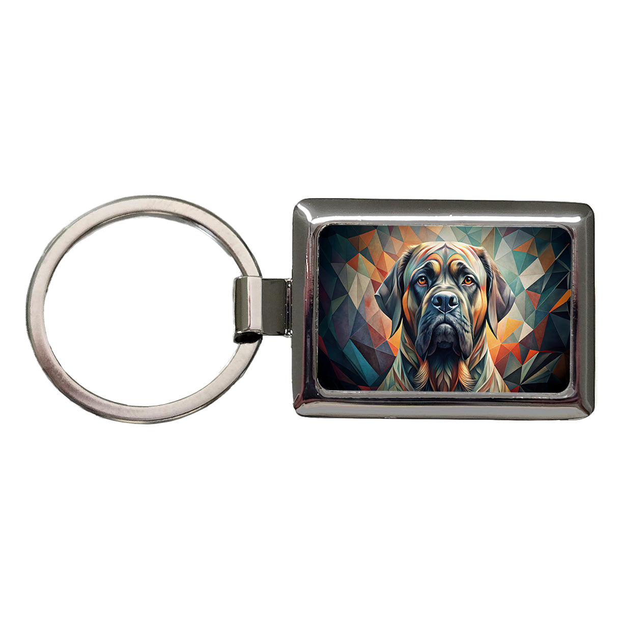 Mastiff Dog Abstract Stylized Art Rectangle Metal Keychain