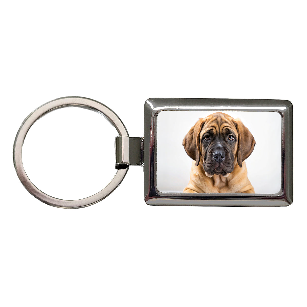 Mastiff Dog Puppy Photo Rectangle Metal Keychain