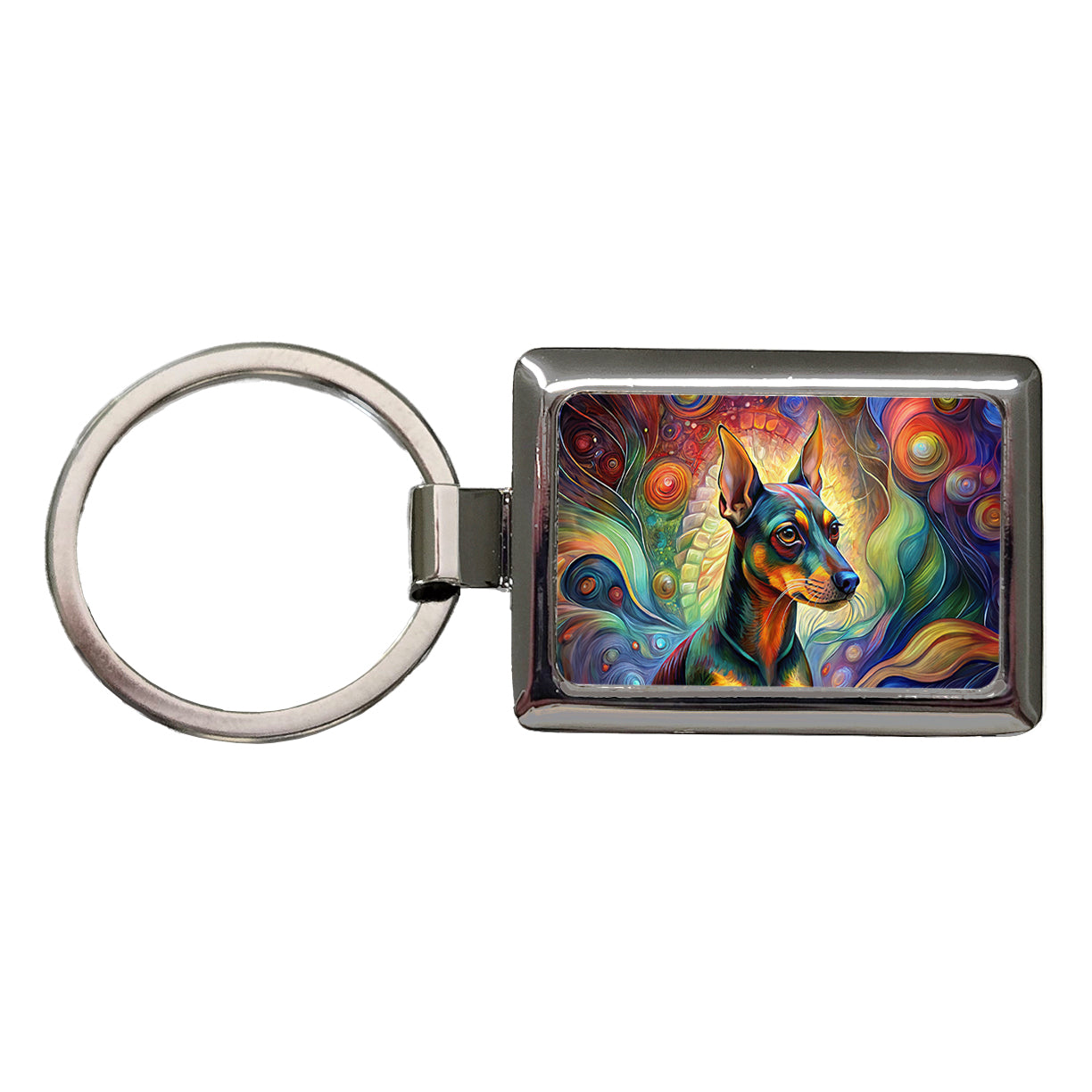 Miniature Pinscher Dog Abstract Art Rectangle Metal Keychain