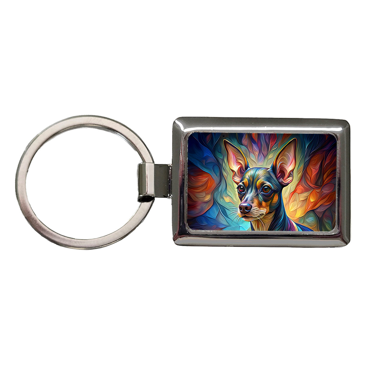 Miniature Pinscher Dog Abstract Stylized Art Rectangle Metal Keychain