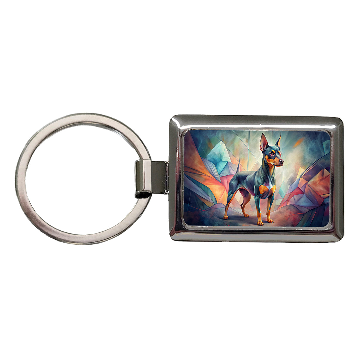 Miniature Pinscher Dog Contemporary Art Rectangle Metal Keychain