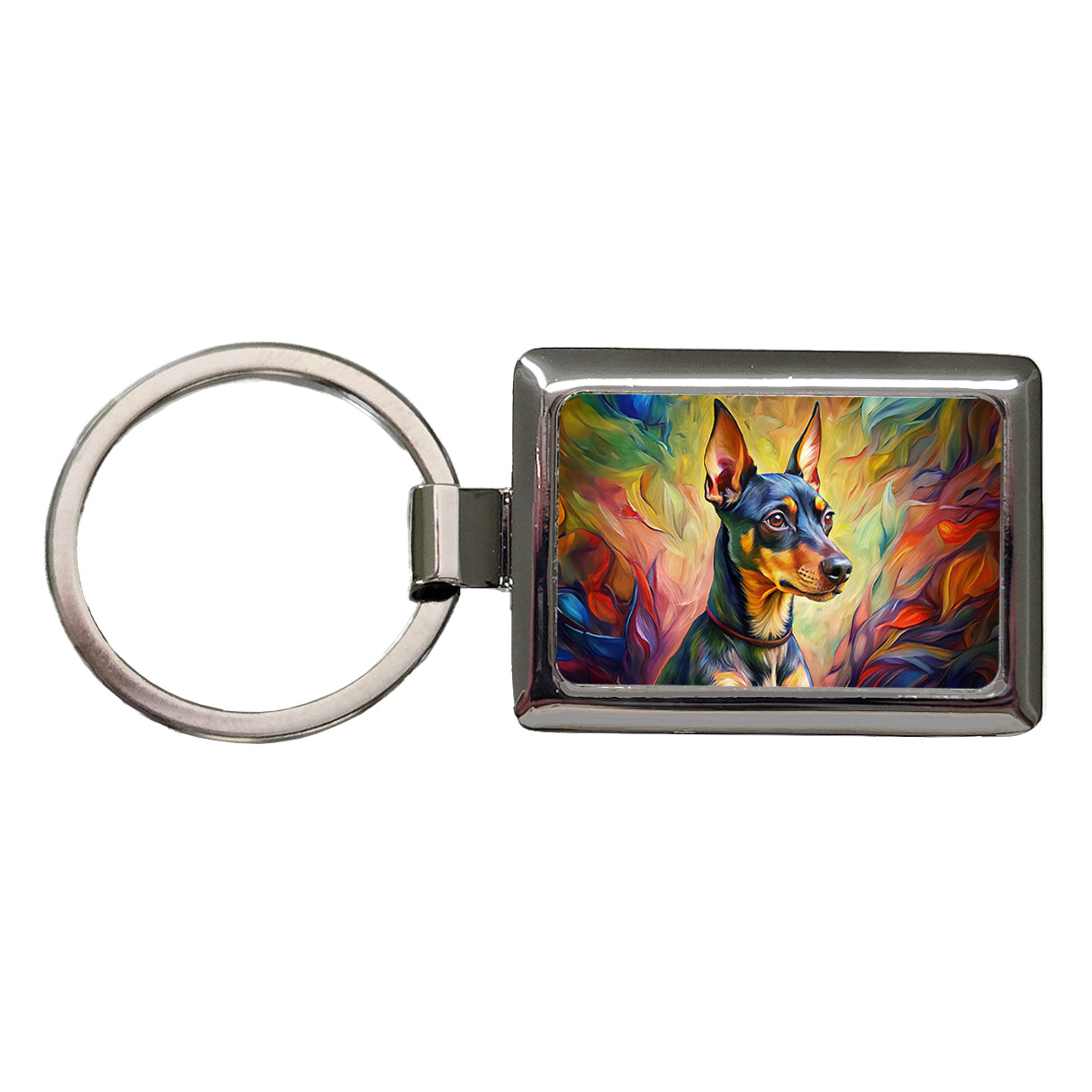 Miniature Pinscher Dog Expressionism Art Rectangle Metal Keychain
