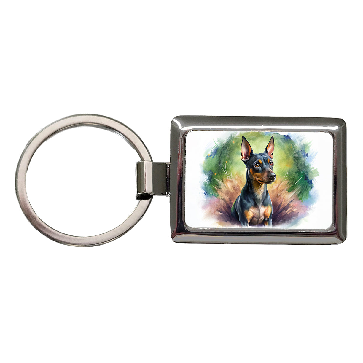 Miniature Pinscher Dog Illustration Rectangle Metal Keychain