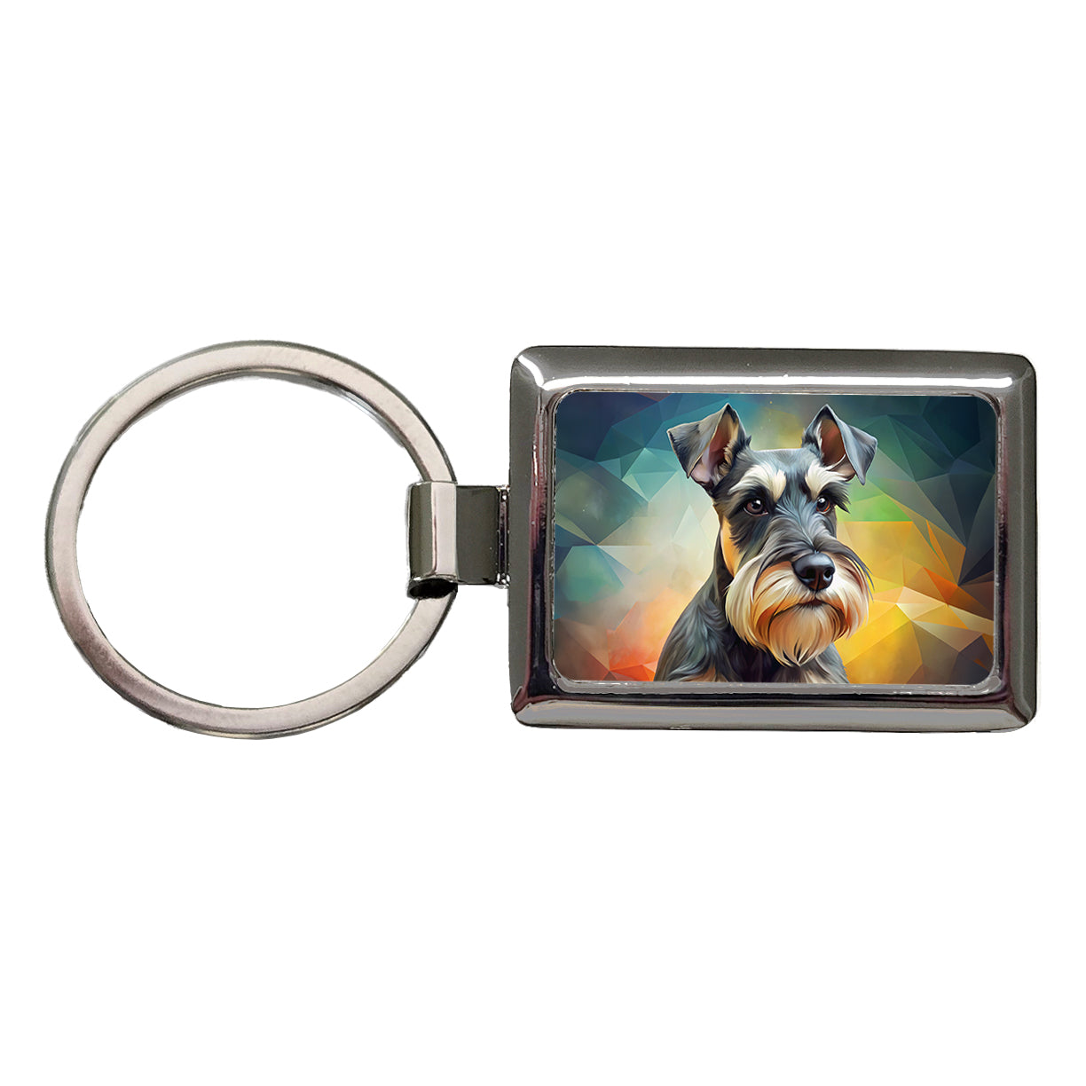 Miniature Schnauzer Dog Contemporary Art Rectangle Metal Keychain