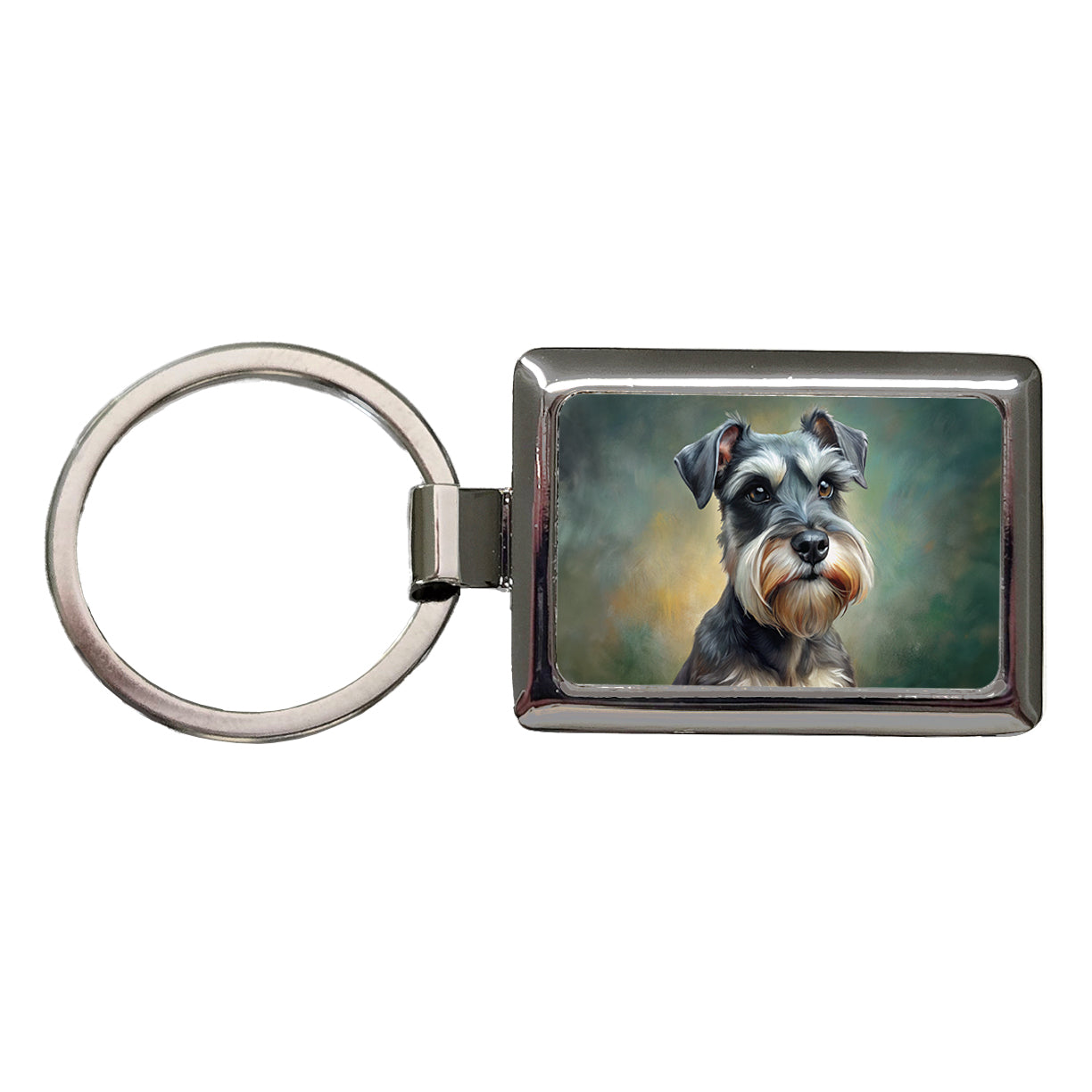 Miniature Schnauzer Dog Illustration Rectangle Metal Keychain
