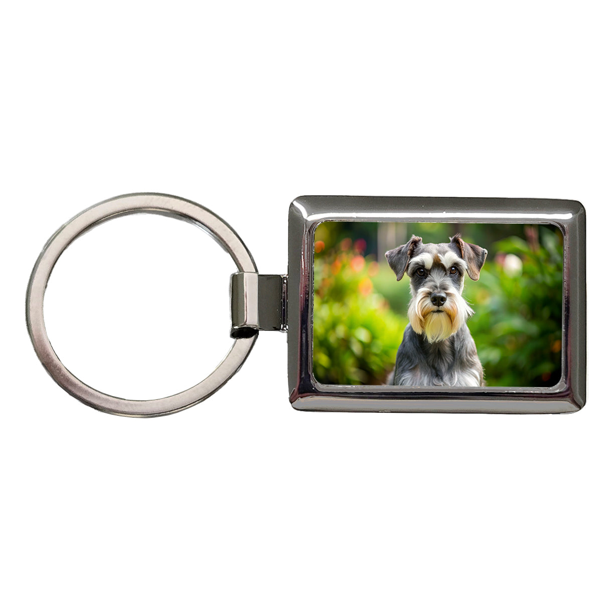 Miniature Schnauzer Dog Photo Rectangle Metal Keychain