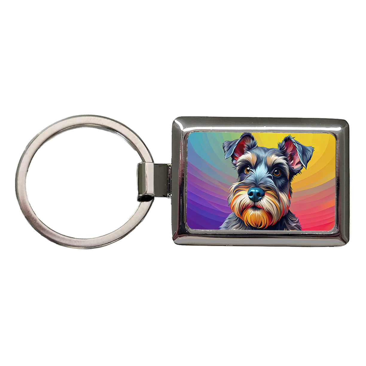 Miniature Schnauzer Dog Pop Art Rectangle Metal Keychain