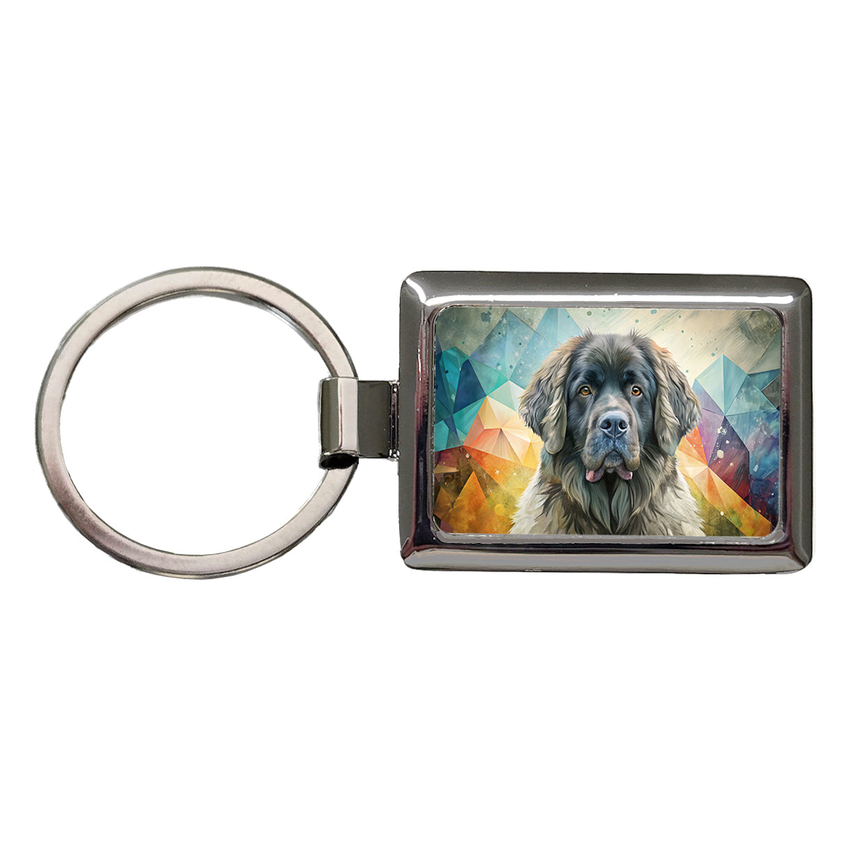 Newfoundland Dog Contemporary Art Rectangle Metal Keychain