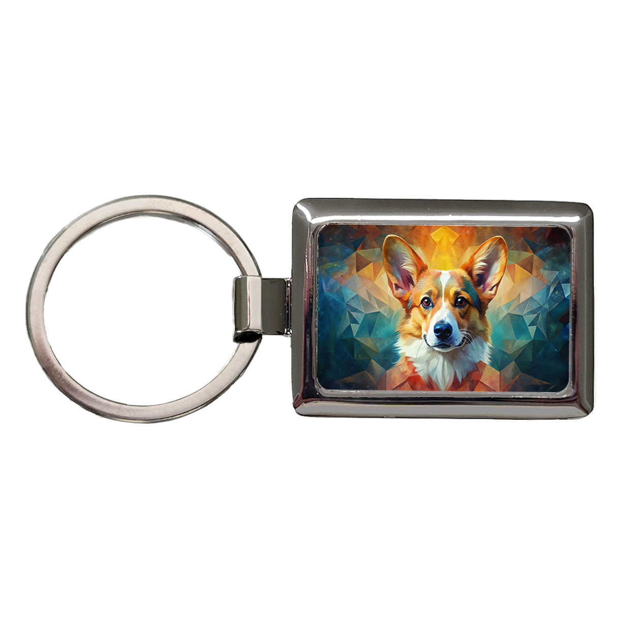 Pembroke Welsh Corgi Dog Abstract Art Rectangle Metal Keychain