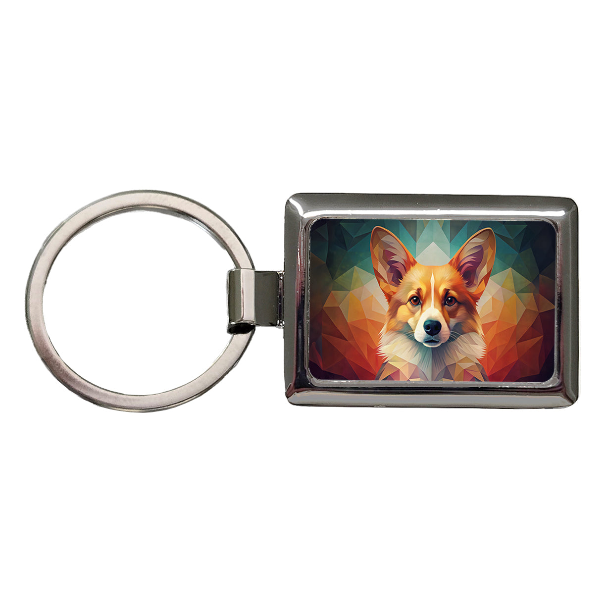 Pembroke Welsh Corgi Dog Abstract Stylized Art Rectangle Metal Keychain