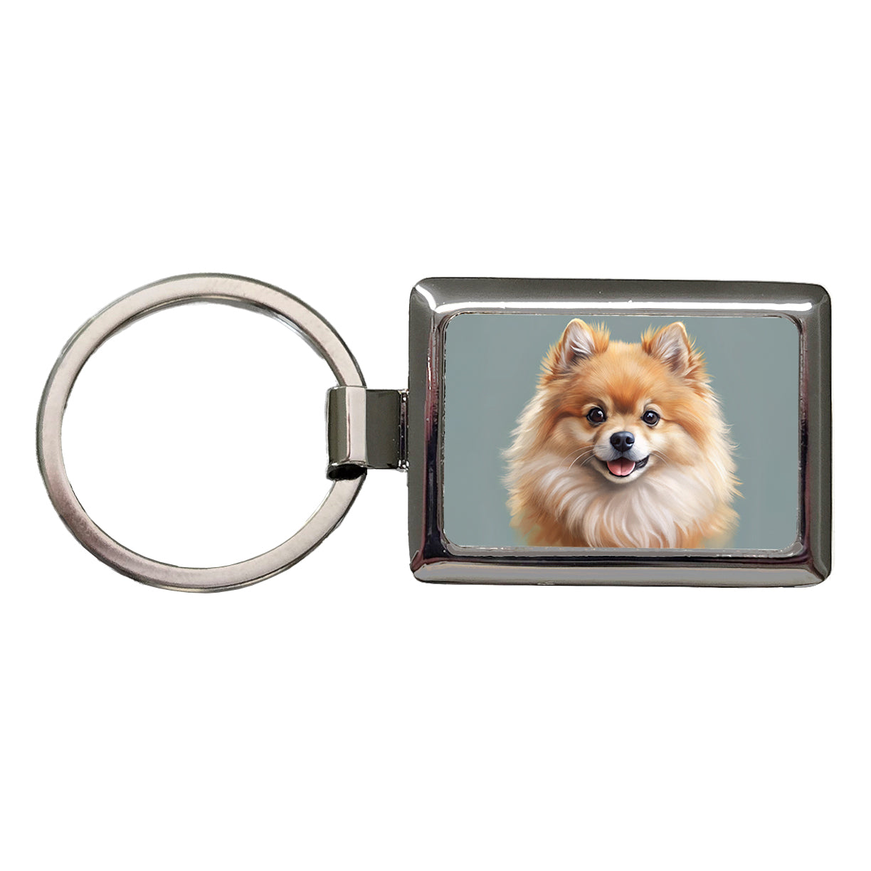 Pomeranian Dog Illustration Rectangle Metal Keychain